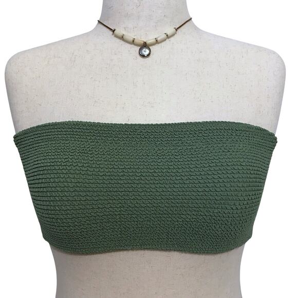 Kendall & Kylie NWT Green Bandeau Swim Top Women L - Picture 1 of 5